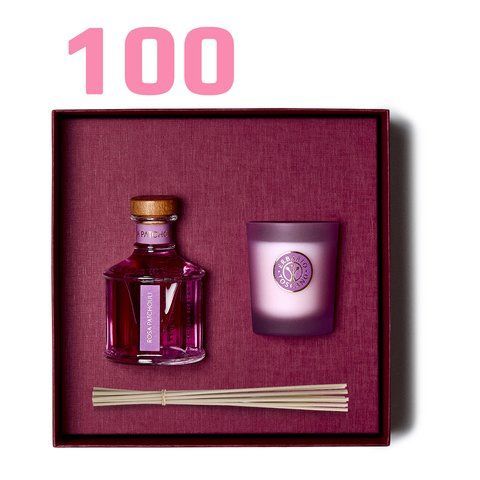 Набір (аромадифузор + аромасвічка) Erbario Toscano 100/70 ML Rosa Patchouli (Троянда з пачулі) ROSET10CD фото